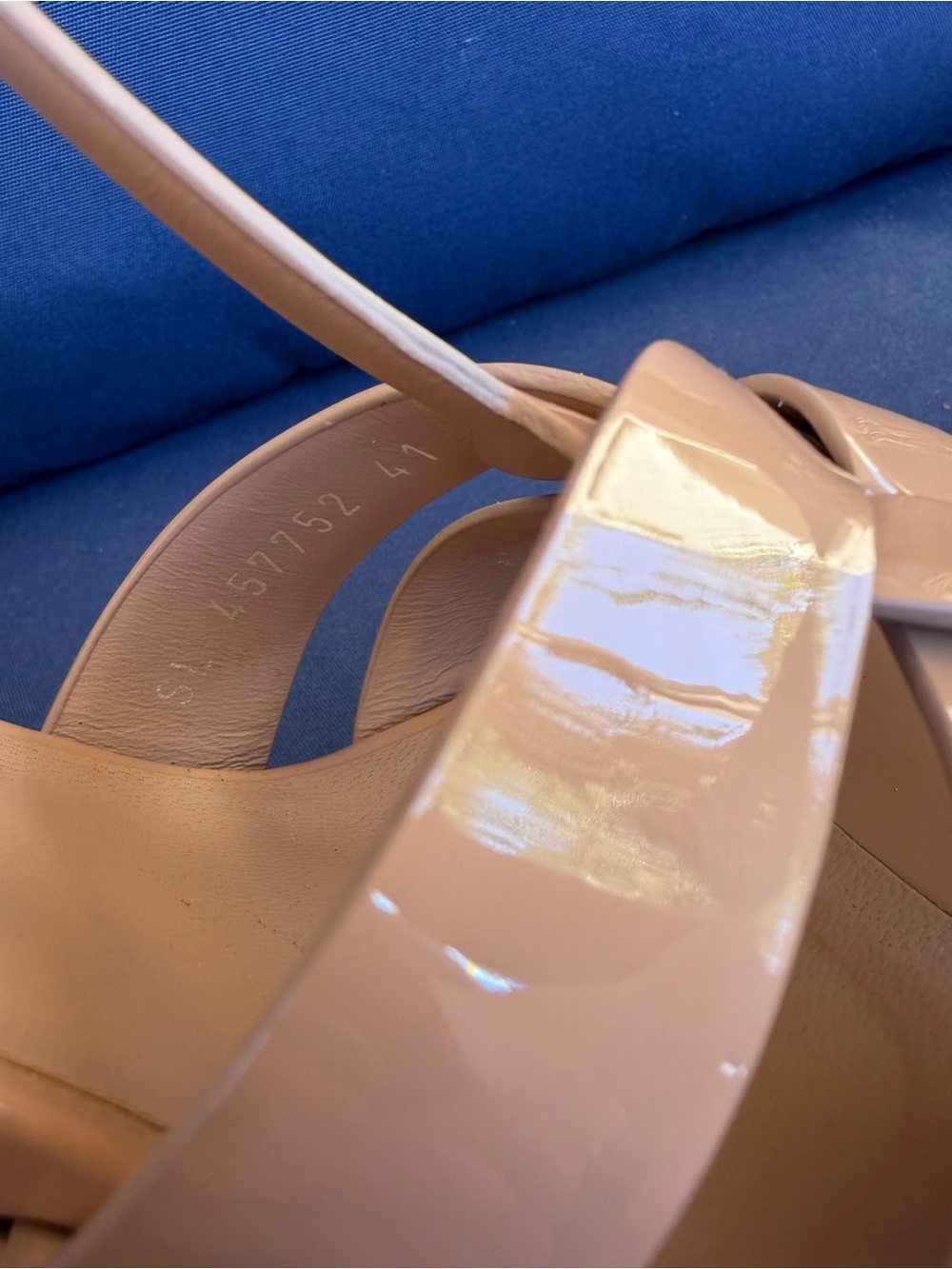 Saint Laurent Tribute 105 Nude Patent Leather Platform Sandal Heels YSL Size 41 - Picture 10 of 16